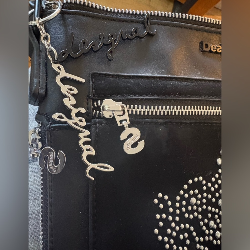 Desigual Black Studded Women's Bag New